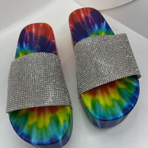 Women’s Summer Multicolor Rhinestone Slide Sandals - Picture 4 of 7